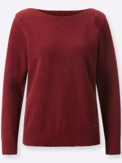 Langarm-Pullover mit U-Boot-Ausschnitt