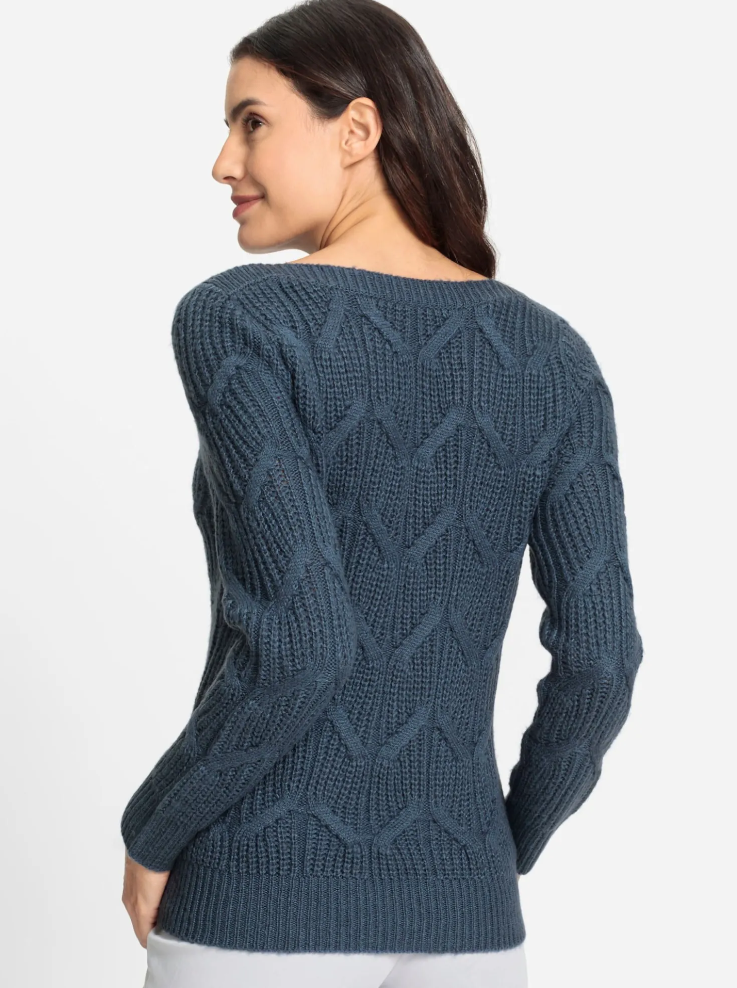 Langarm-Pullover mit U-Boot-Ausschnitt