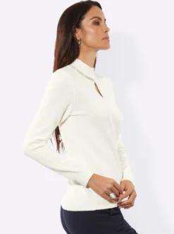 Langarm-Pullover mit Zierketten-Element