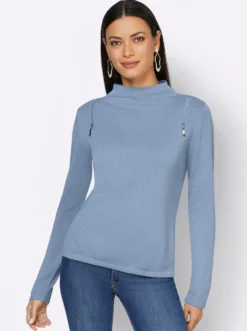 Langarm-Pullover mit Zier-Reißverschlüssen