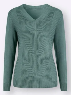 Langarm-Pullover mit Zopfmuster