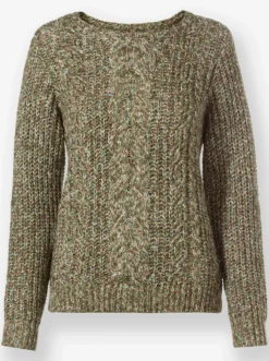 Langarm-Pullover mit Zopfmuster vorne