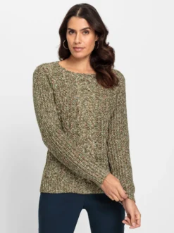 Langarm-Pullover mit Zopfmuster vorne