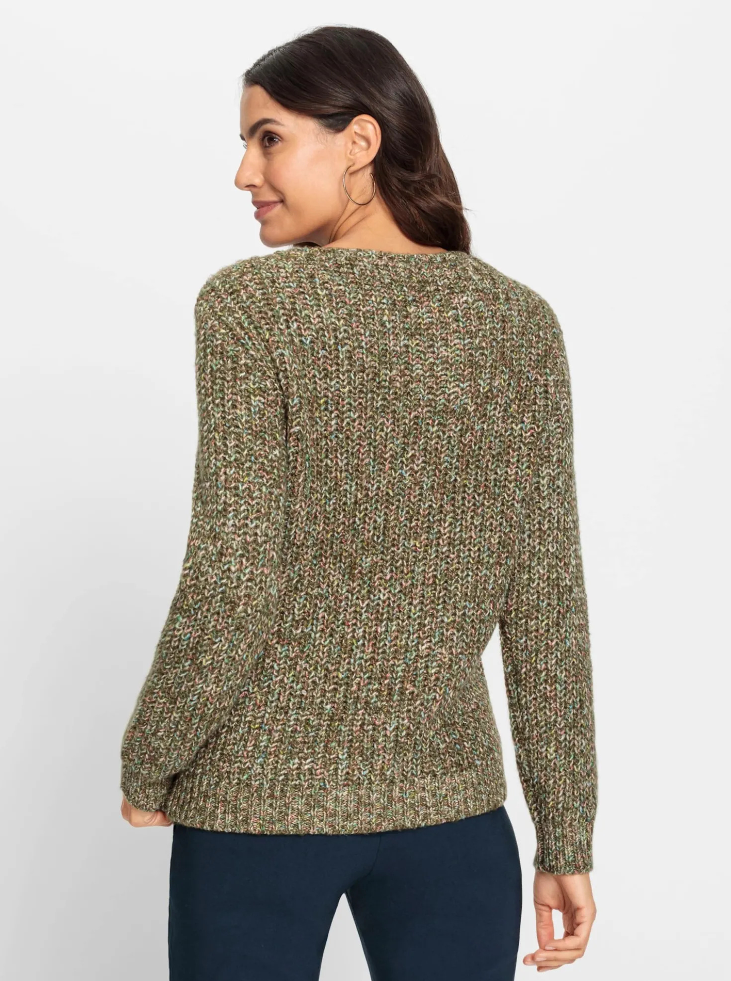 Langarm-Pullover mit Zopfmuster vorne
