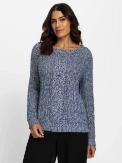 Langarm-Pullover mit Zopfmuster vorne