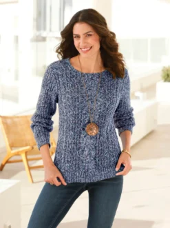 Langarm-Pullover mit Zopfmuster vorne