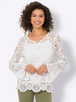 Langarmshirt aus Makramee-Spitze