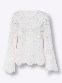 Langarmshirt aus Makramee-Spitze