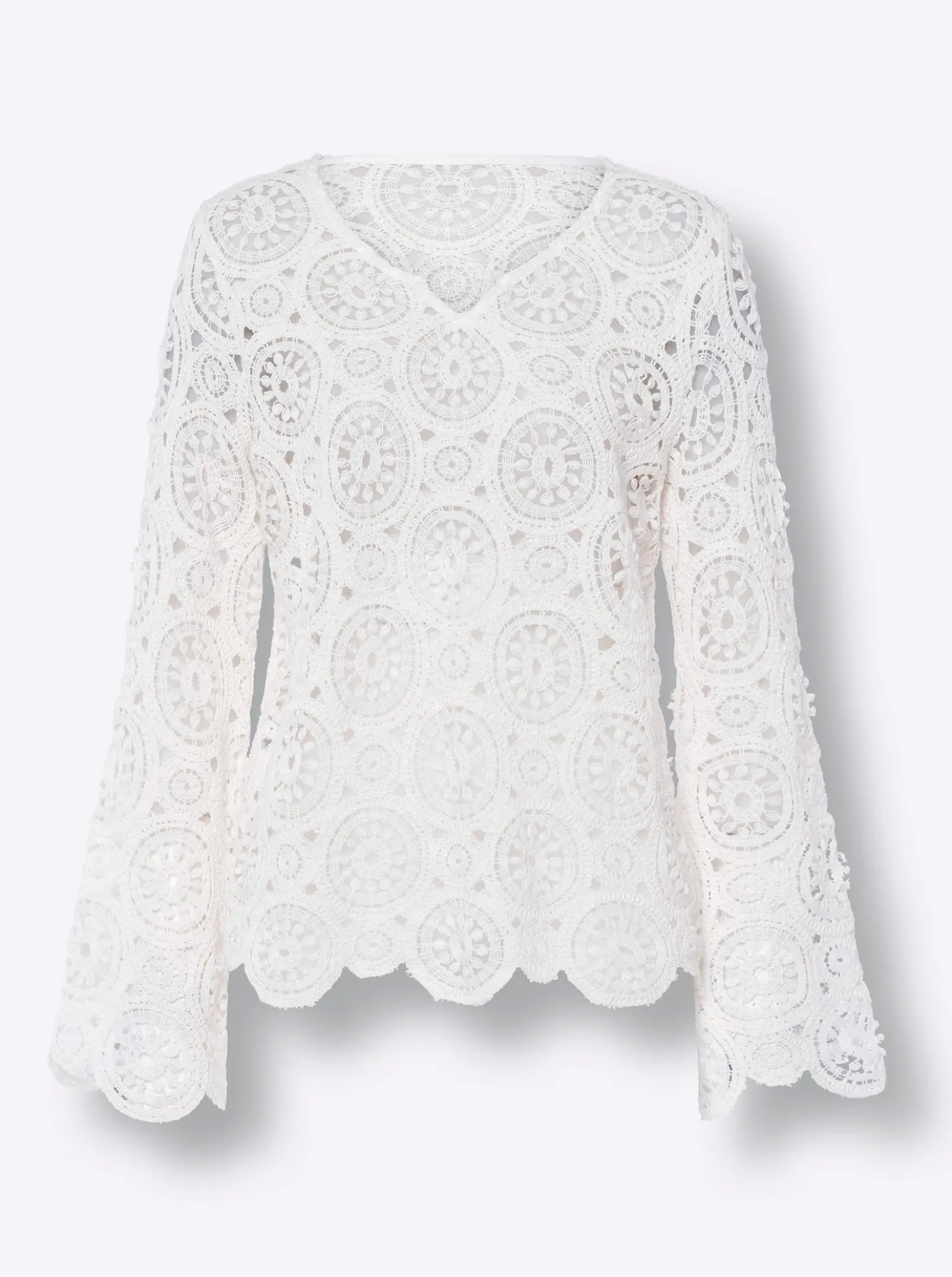 Langarmshirt aus Makramee-Spitze