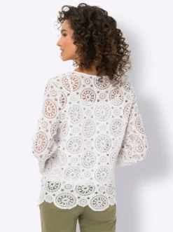 Langarmshirt aus Makramee-Spitze