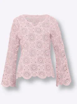 Langarmshirt aus Makramee-Spitze
