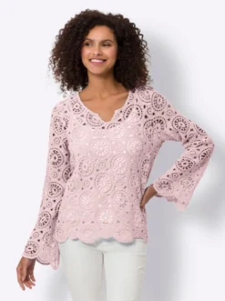Langarmshirt aus Makramee-Spitze
