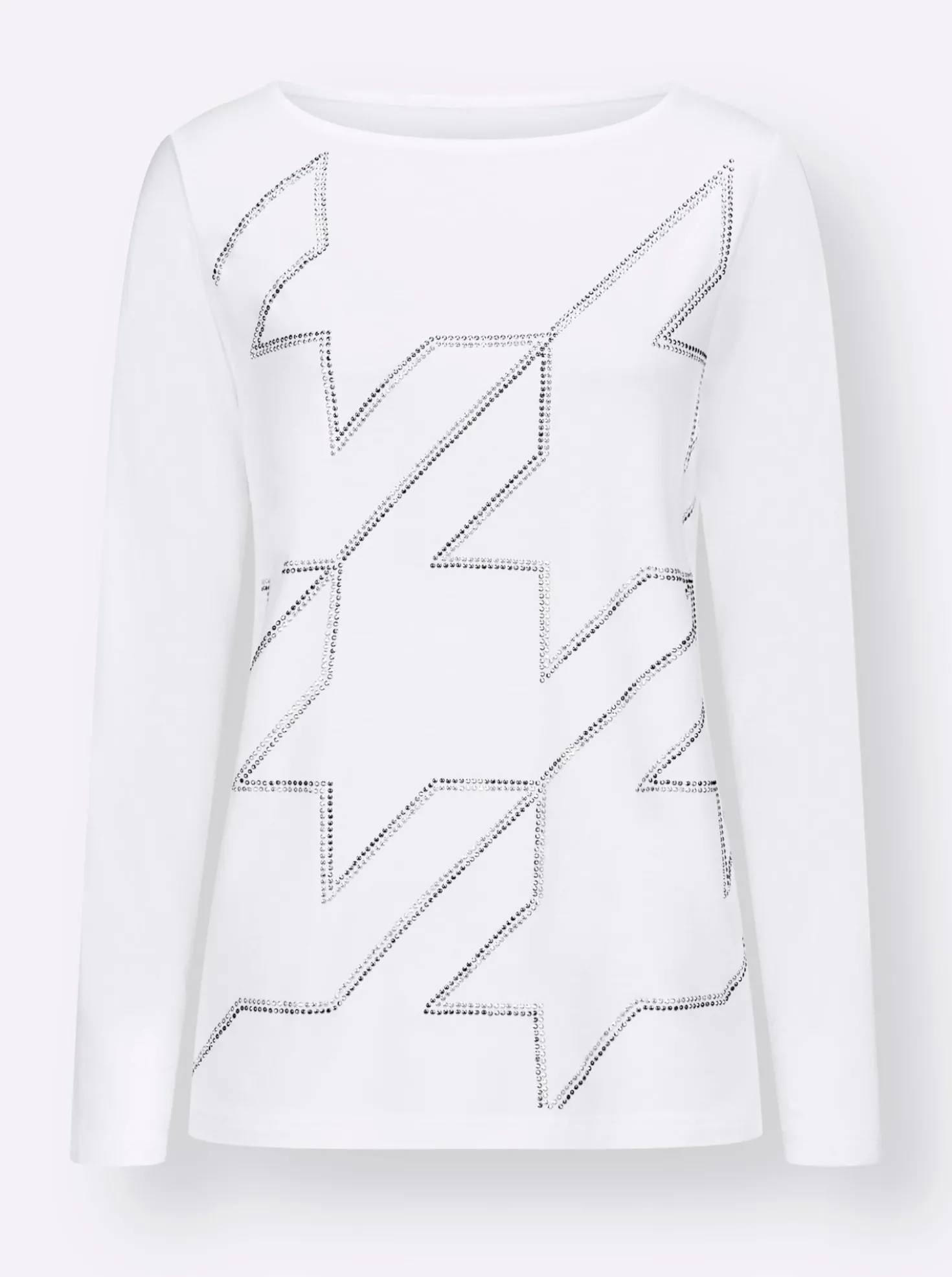 Langarmshirt im Hahnentritt-Dessin