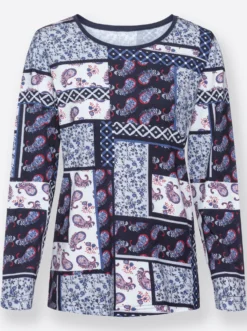 Langarmshirt im Patchwork-Dessin
