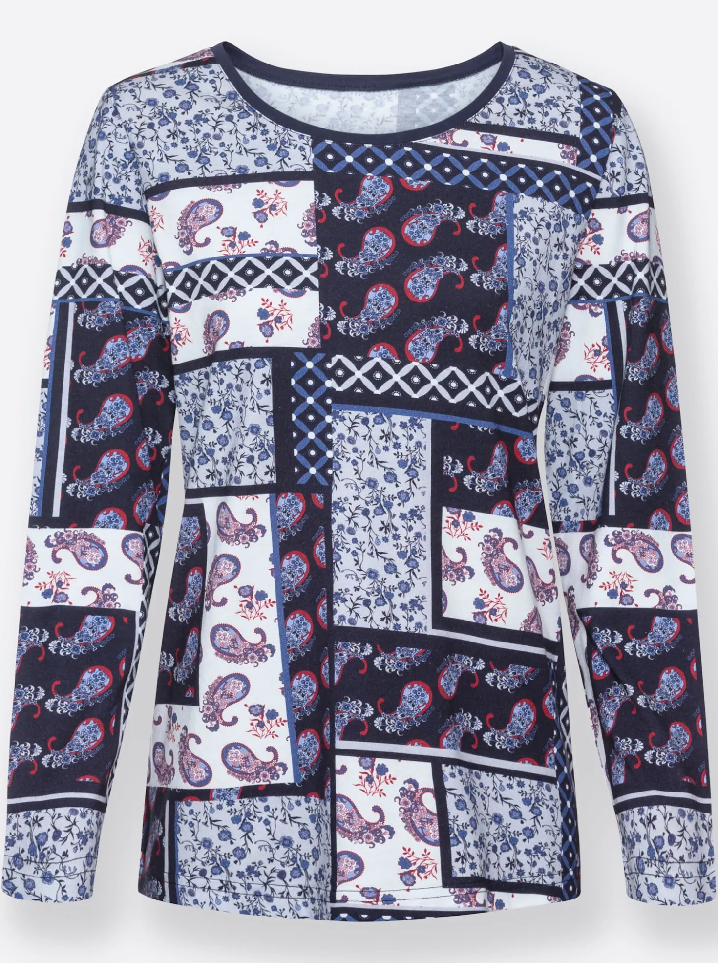 Langarmshirt im Patchwork-Dessin