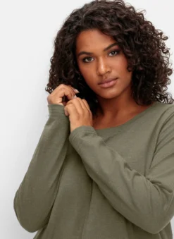 Langarmshirt in A-Linie, fein meliert