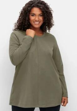 Langarmshirt in A-Linie, fein meliert