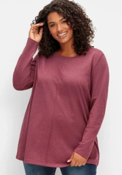 Langarmshirt in A-Linie, fein meliert