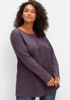 Langarmshirt in A-Linie, fein meliert