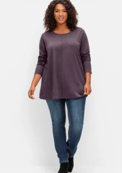Langarmshirt in A-Linie, fein meliert