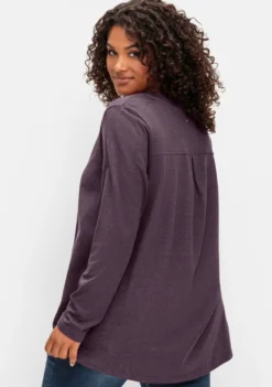 Langarmshirt in A-Linie, fein meliert