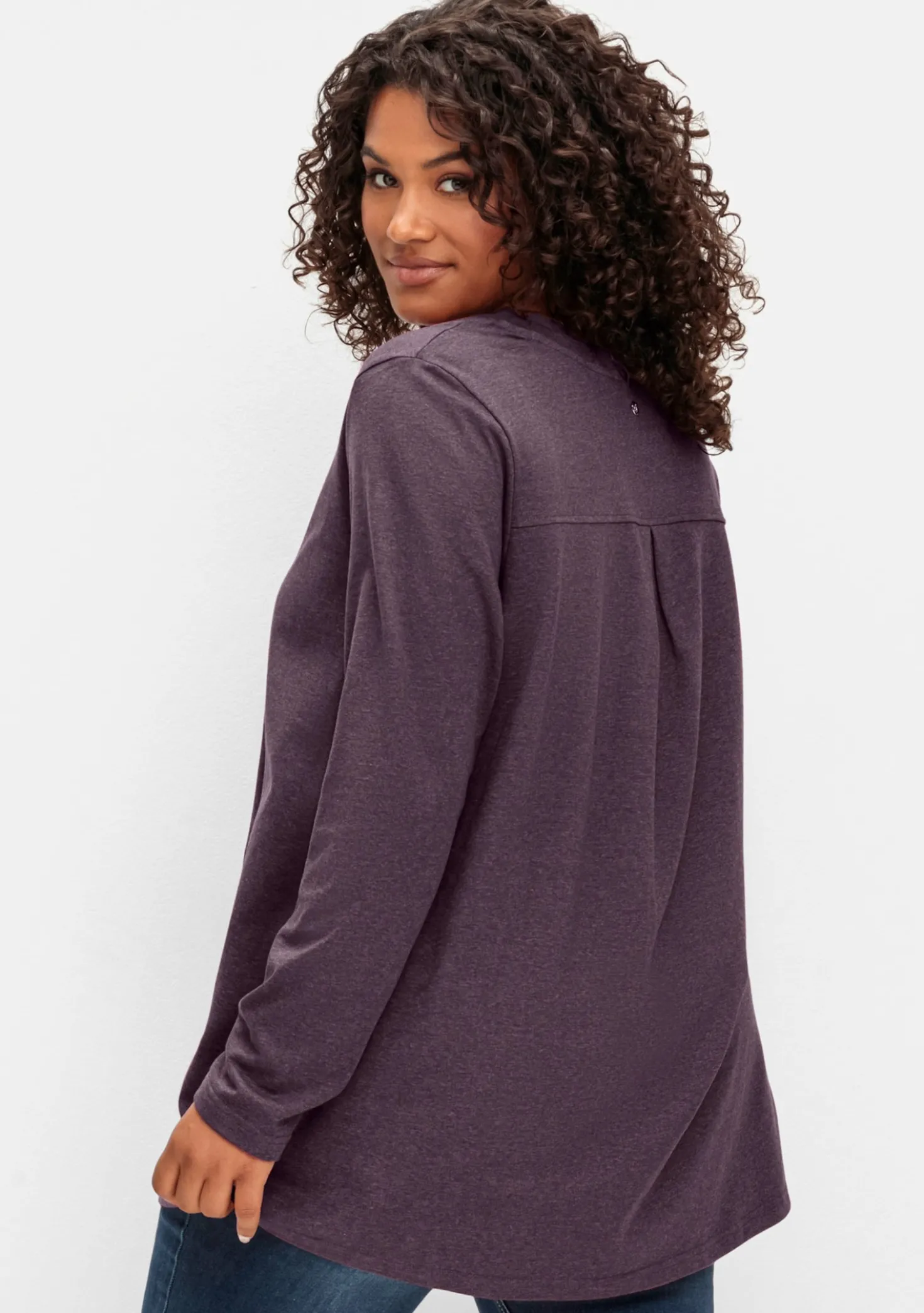 Langarmshirt in A-Linie, fein meliert