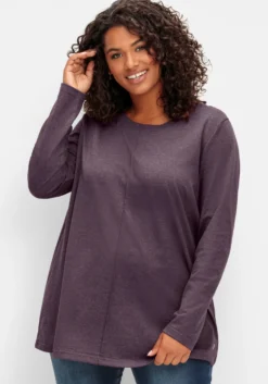 Langarmshirt in A-Linie, fein meliert