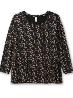 Langarmshirt in A-Linie, geblümt