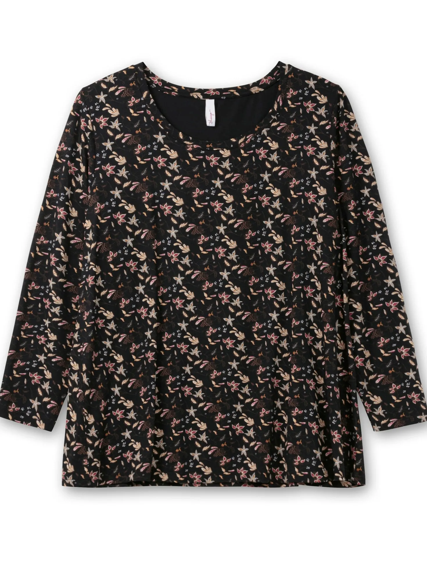 Langarmshirt in A-Linie, geblümt