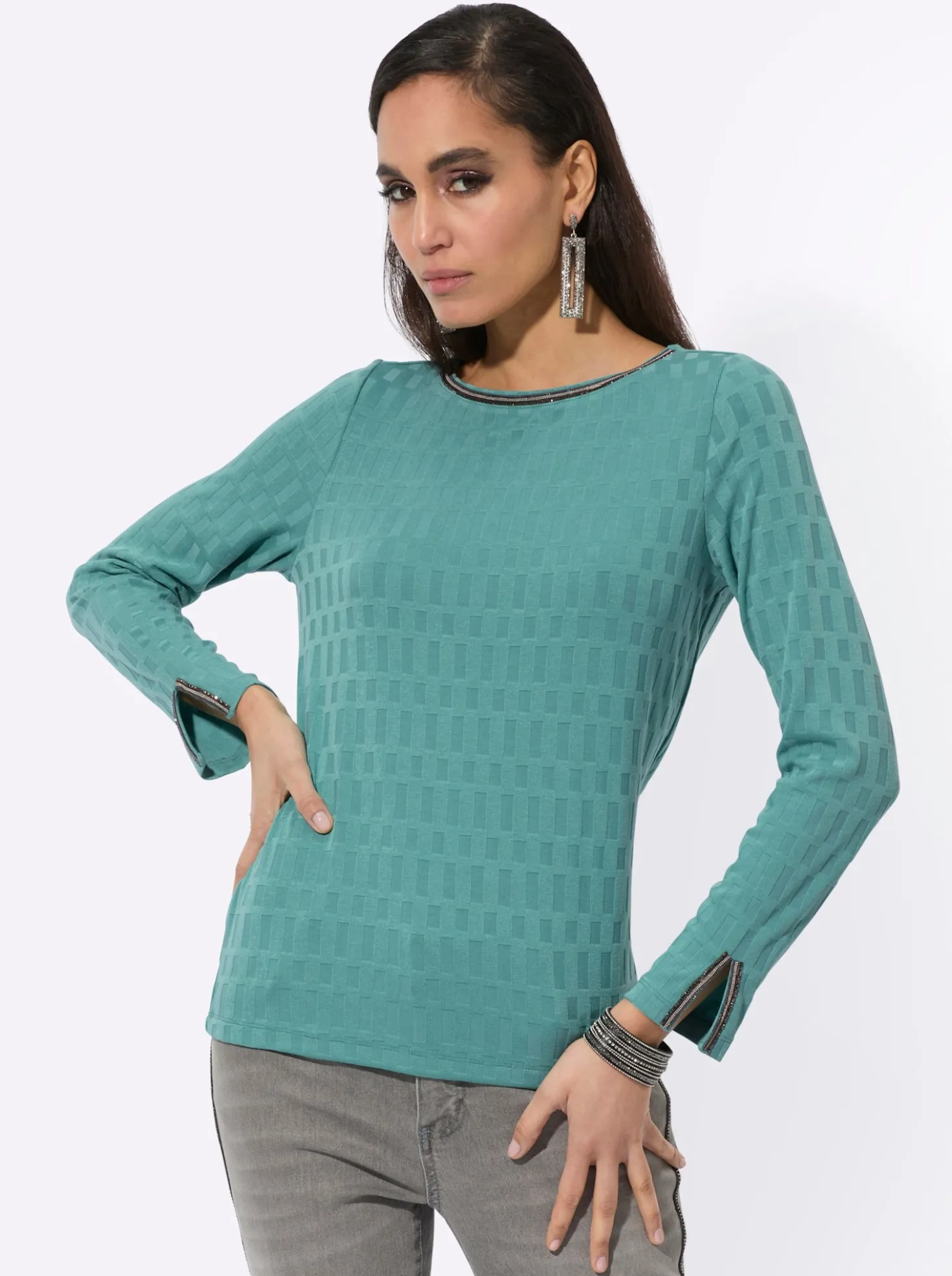 Langarmshirt in Jacquard-Struktur