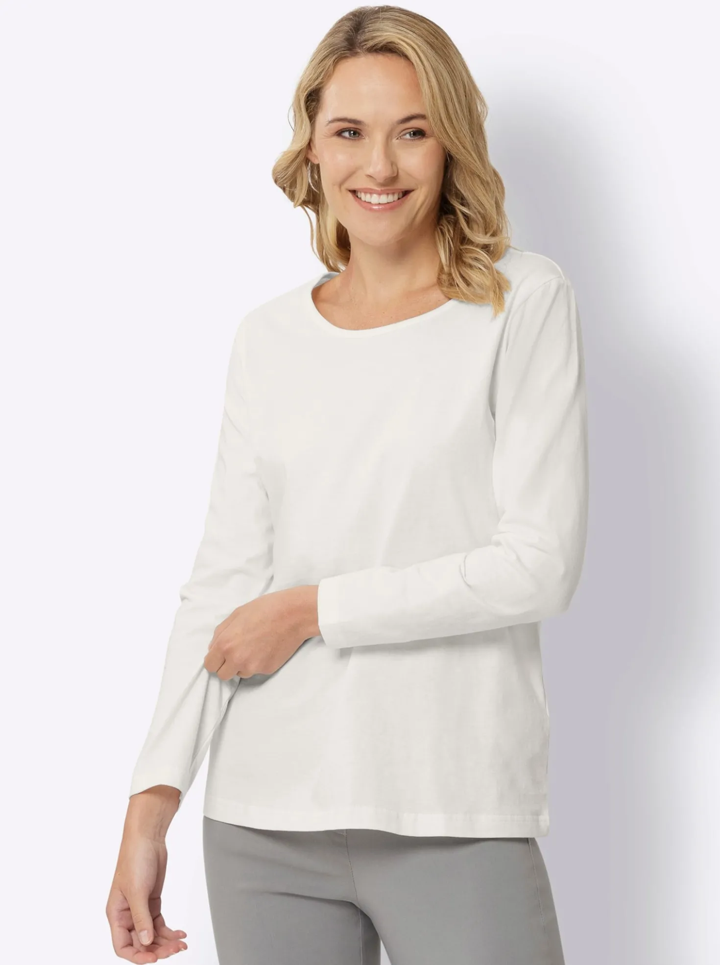 Langarmshirt in reiner Baumwolle