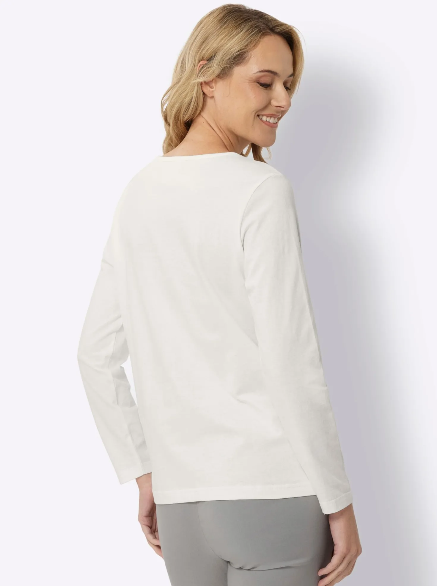 Langarmshirt in reiner Baumwolle