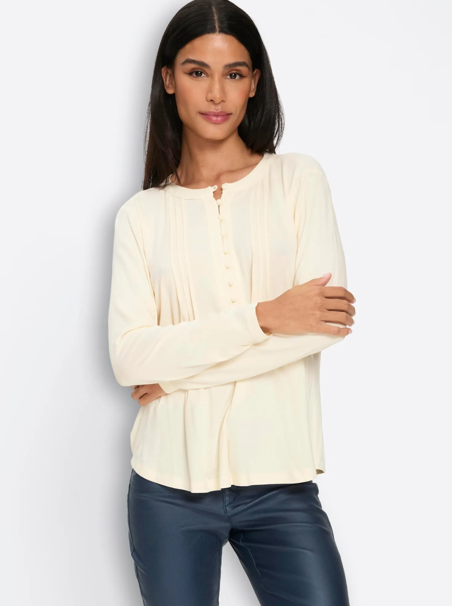 Langarmshirt mit Biesen