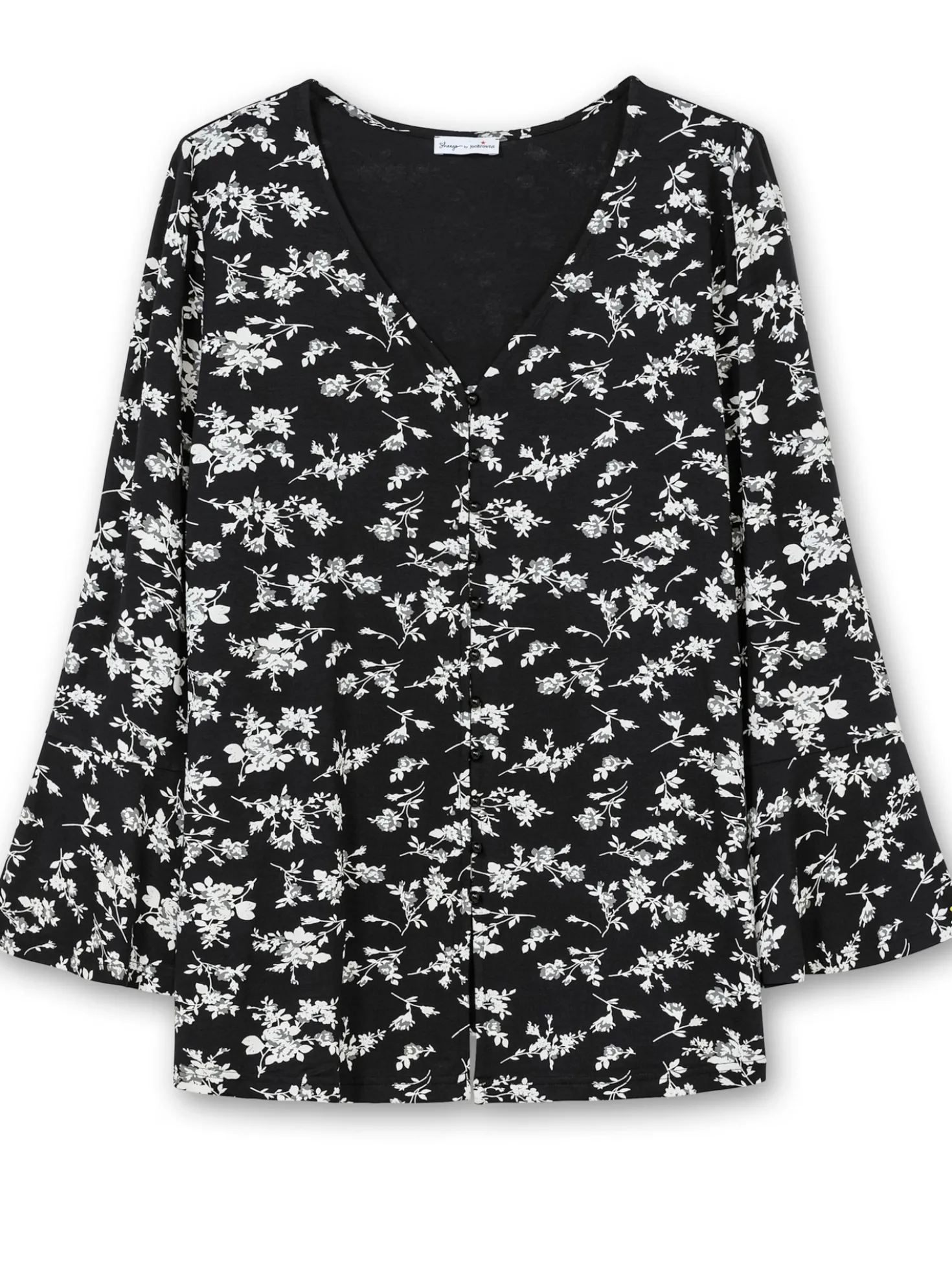 Langarmshirt mit Biesen und Volantärmeln
