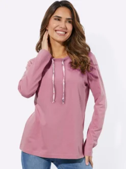 Langarmshirt mit Bindeband am Ausschnitt