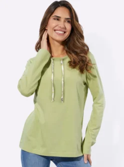 Langarmshirt mit Bindeband am Ausschnitt