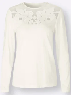 Langarmshirt mit Blüten-Applikation