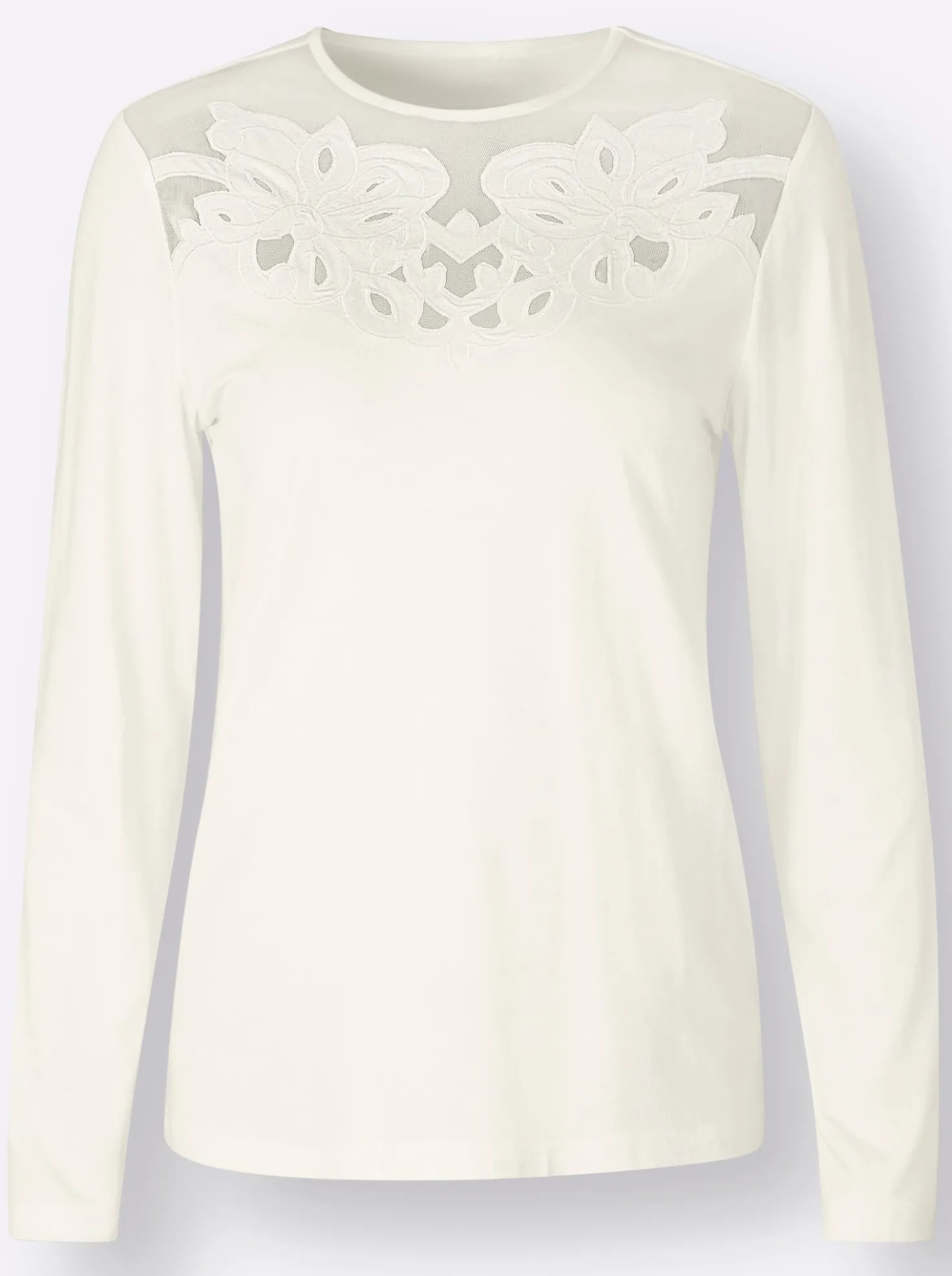 Langarmshirt mit Blüten-Applikation
