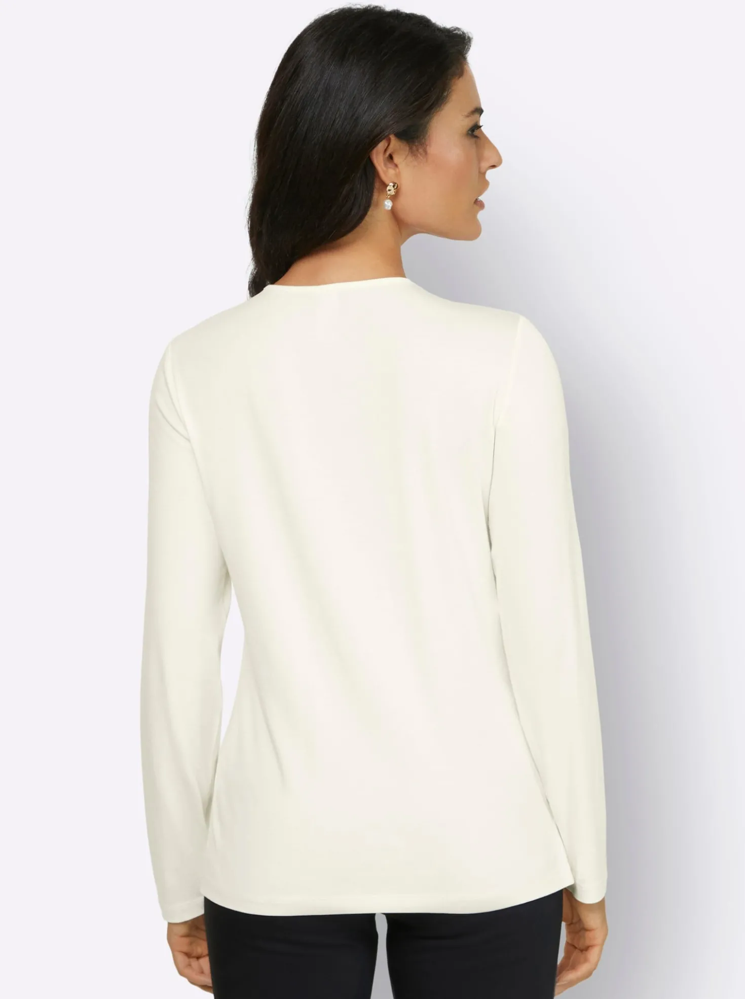 Langarmshirt mit Blüten-Applikation