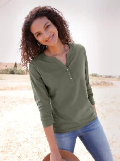 Langarmshirt mit elastischem Saum