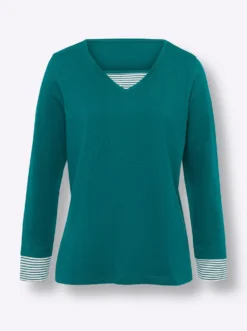 Langarmshirt mit garngefärbten Streifen