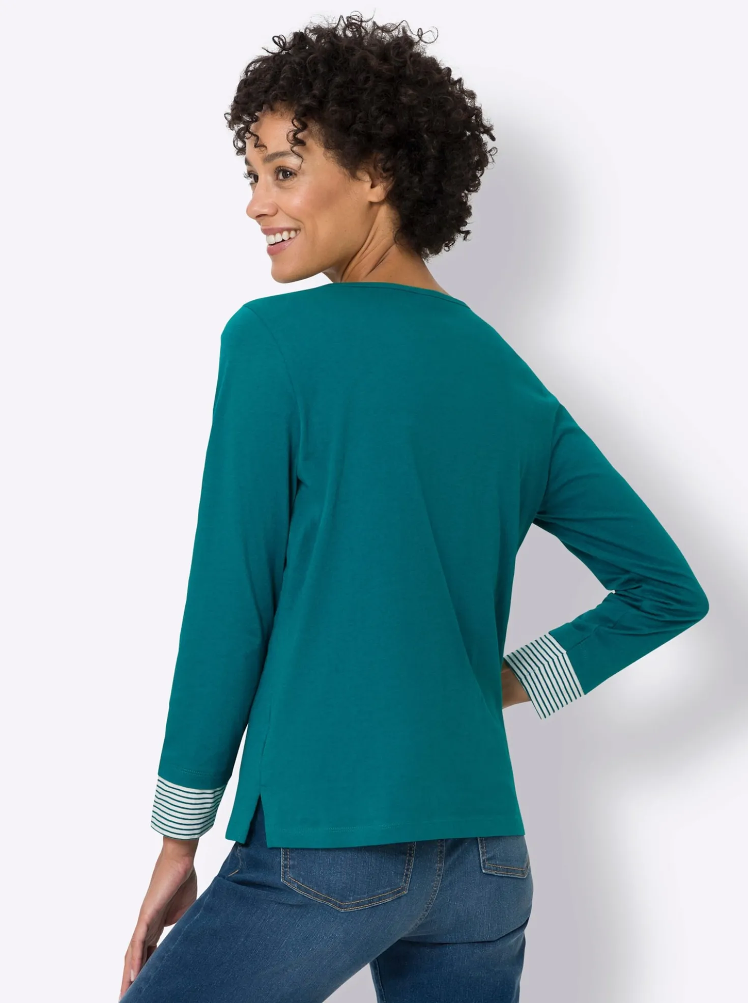 Langarmshirt mit garngefärbten Streifen