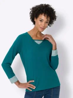 Langarmshirt mit garngefärbten Streifen
