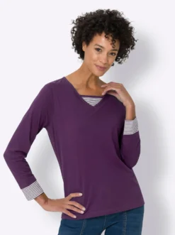 Langarmshirt mit garngefärbten Streifen