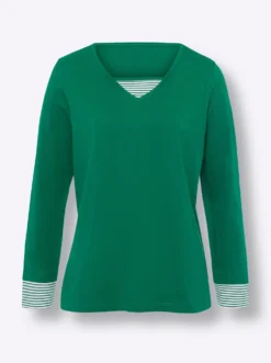 Langarmshirt mit garngefärbten Streifen