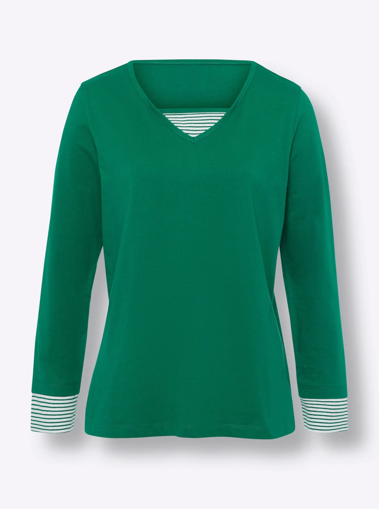 Langarmshirt mit garngefärbten Streifen