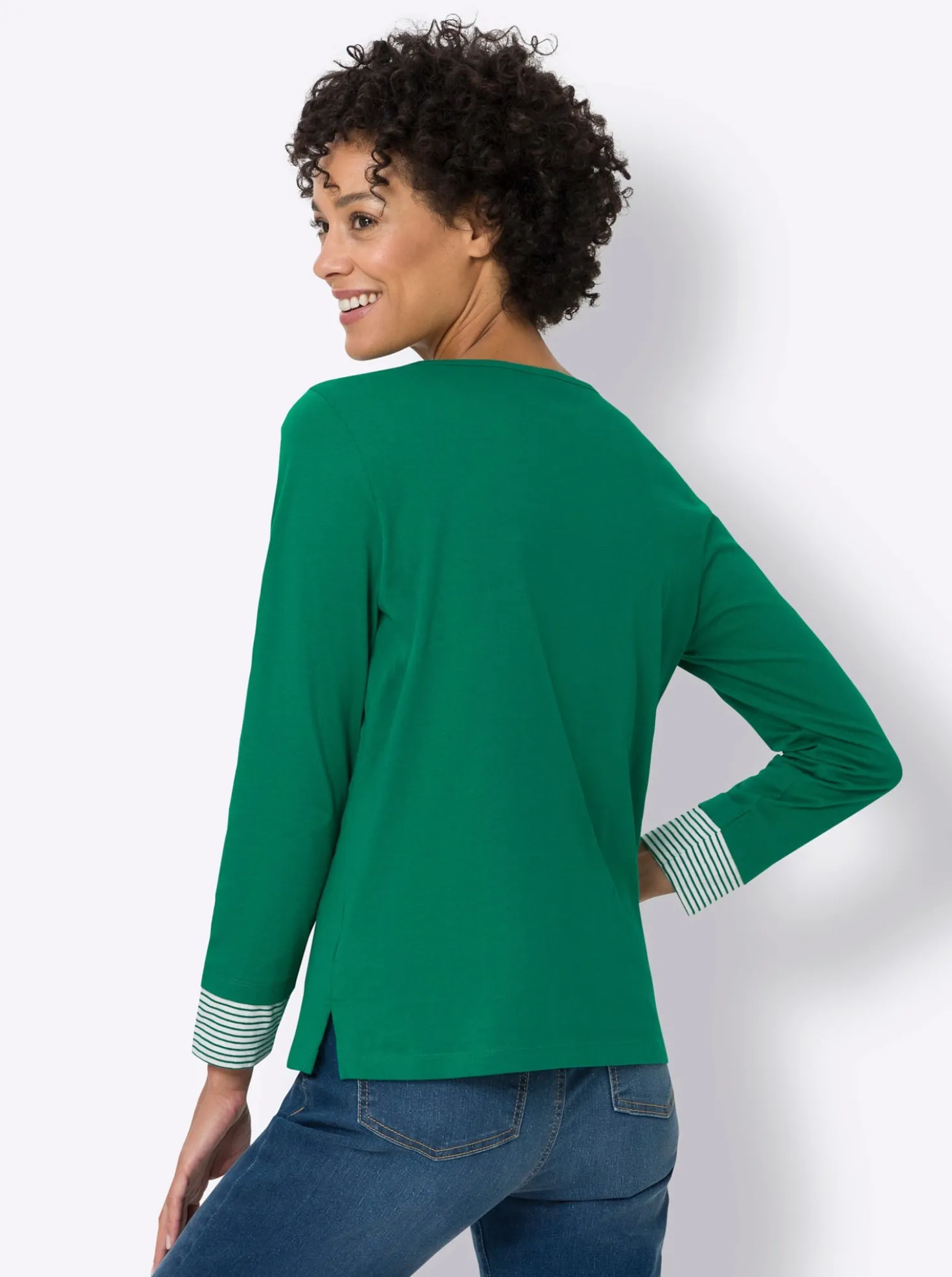 Langarmshirt mit garngefärbten Streifen