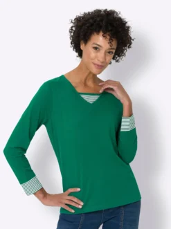 Langarmshirt mit garngefärbten Streifen