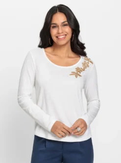 Langarmshirt mit Glitzersteinchen