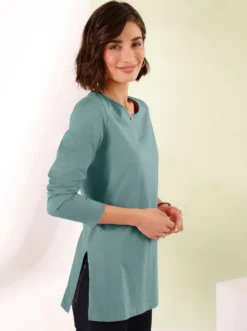 Langarmshirt mit hohen Seitenschlitzen